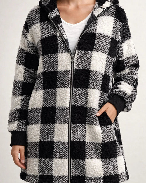 Women's Fleece Jacket Basic Pocket Zip Up Green Black Blue Plaid Street Hoodie Long Sleeve Fleece S M L XL 2XL 3XL | JRSEE:3875c183-2256-4fcc-b78e-d89a65f6c06b