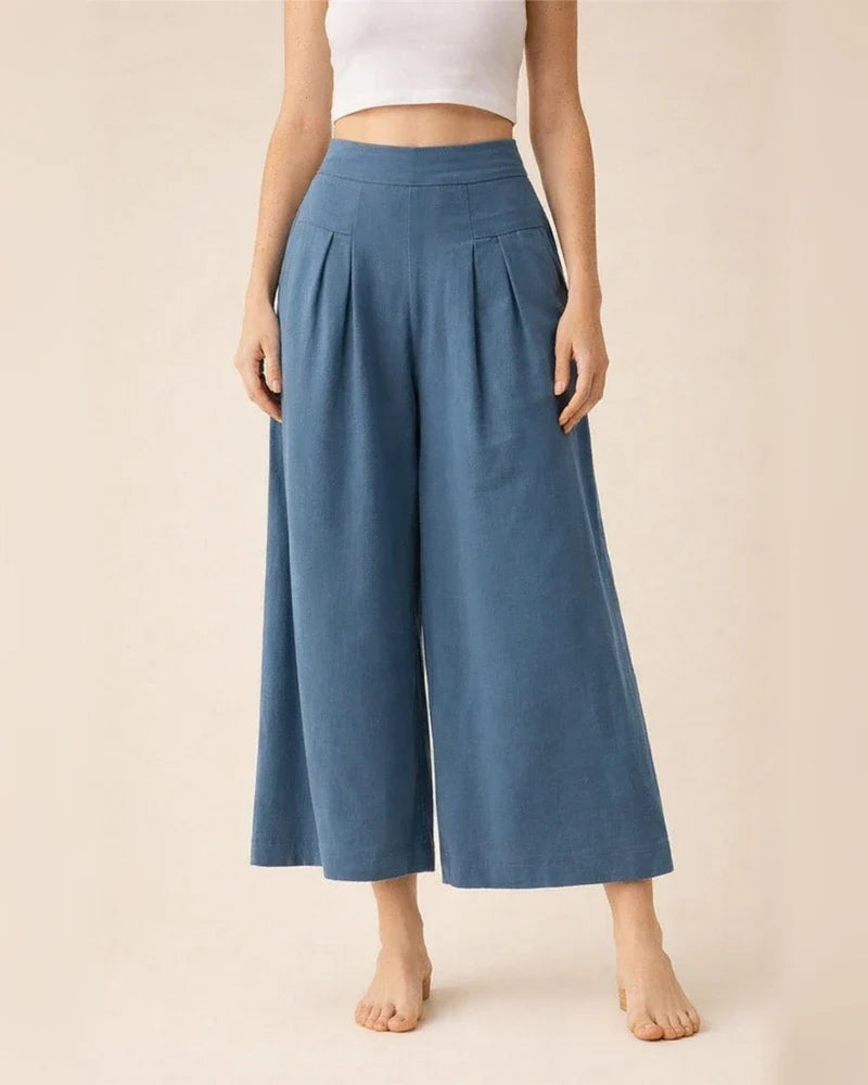 Women's Flowing Cotton Flared Wide-leg Pants Casual Pants High Waist Pants | JRSEE:74fc3420-cf7b-4818-bb73-a13d28262879