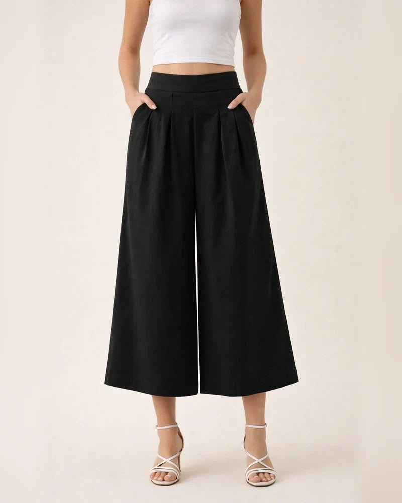 Women's Flowing Cotton Flared Wide-leg Pants Casual Pants High Waist Pants | JRSEE:e859a33f-1b9e-4105-8602-87ef10fd0455