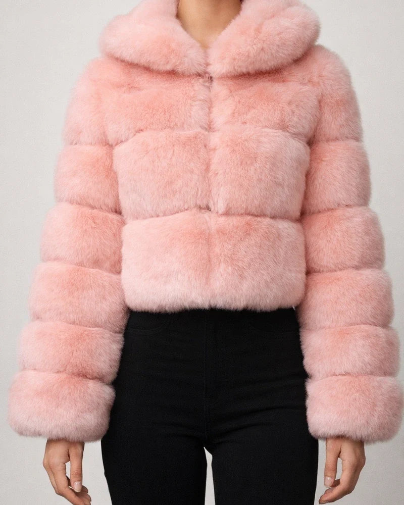 Women's Fur Coat Faux Fur Coat Hoodie Jacket Wedding Daily Outdoor clothing Fall Winter Short Coat Slim Casual Faux Leather Jacket Long Sleeve Solid Color Fur Light Pink Sapphire Navy | JRSEE:a86535f4-e455-4f7c-9e40-e34df7c2fa19