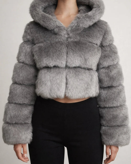 Women's Fur Coat Faux Fur Coat Hoodie Jacket Wedding Daily Outdoor clothing Fall Winter Short Coat Slim Casual Faux Leather Jacket Long Sleeve Solid Color Fur Light Pink Sapphire Navy | JRSEE:38d583f7-f8ea-4257-9f8e-becd6f94532d