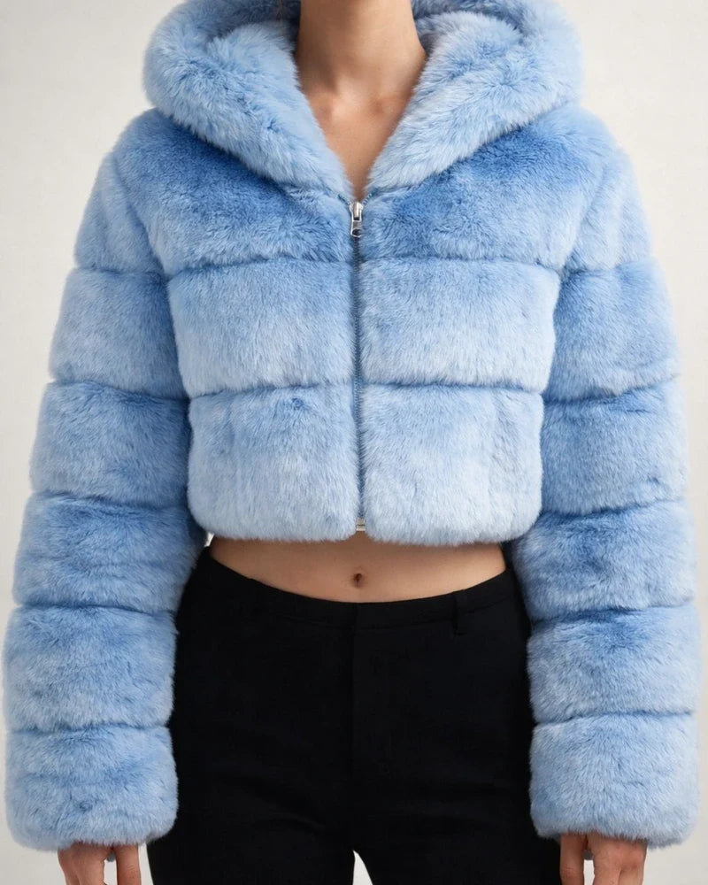 Women's Fur Coat Faux Fur Coat Hoodie Jacket Wedding Daily Outdoor clothing Fall Winter Short Coat Slim Casual Faux Leather Jacket Long Sleeve Solid Color Fur Light Pink Sapphire Navy | JRSEE:46bb73f6-9ef5-4b55-adc3-c3a2ee824795
