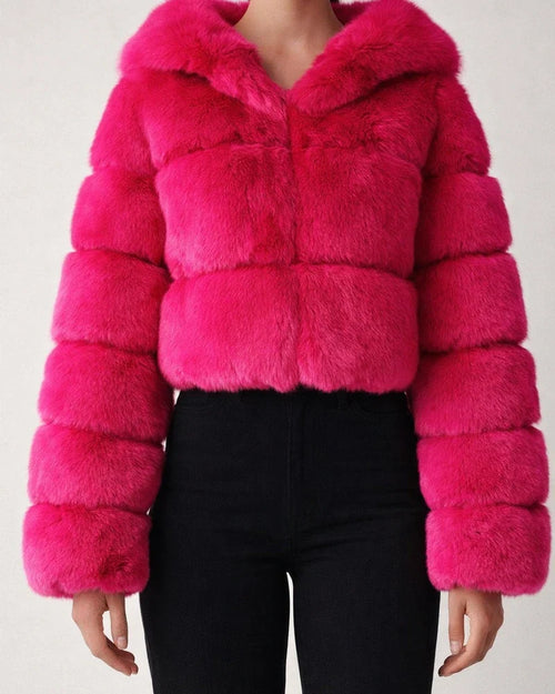 Women's Fur Coat Faux Fur Coat Hoodie Jacket Wedding Daily Outdoor clothing Fall Winter Short Coat Slim Casual Faux Leather Jacket Long Sleeve Solid Color Fur Light Pink Sapphire Navy | JRSEE:e4802765-2f6b-434e-ab76-5c855f02d7b3