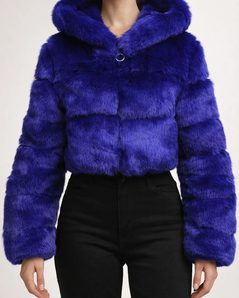 Women's Fur Coat Faux Fur Coat Hoodie Jacket Wedding Daily Outdoor clothing Fall Winter Short Coat Slim Casual Faux Leather Jacket Long Sleeve Solid Color Fur Light Pink Sapphire Navy | JRSEE:c1ee6a3f-eba0-4be8-8d96-548d43148300