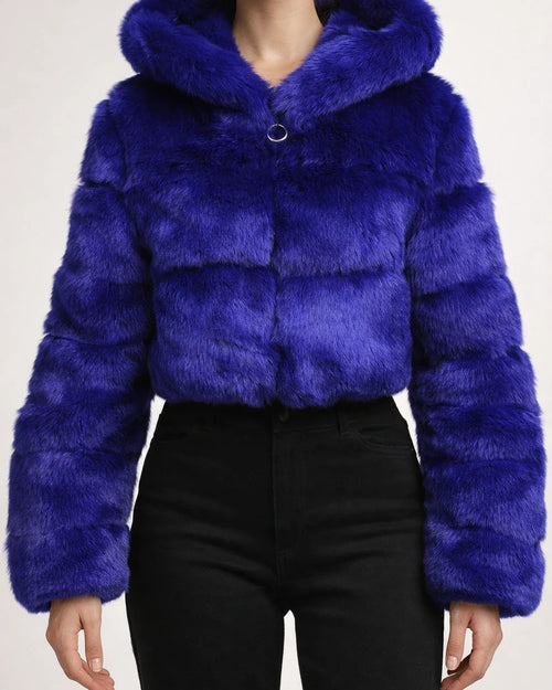 Women's Fur Coat Faux Fur Coat Hoodie Jacket Wedding Daily Outdoor clothing Fall Winter Short Coat Slim Casual Faux Leather Jacket Long Sleeve Solid Color Fur Light Pink Sapphire Navy | JRSEE:c1ee6a3f-eba0-4be8-8d96-548d43148300