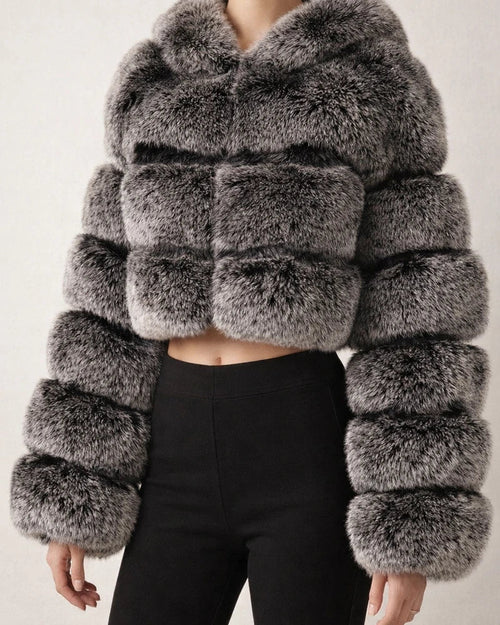 Women's Fur Coat Faux Fur Coat Hoodie Jacket Wedding Daily Outdoor clothing Fall Winter Short Coat Slim Casual Faux Leather Jacket Long Sleeve Solid Color Fur Light Pink Sapphire Navy | JRSEE:8dffdd4e-76ad-4a02-a99e-195d25aae5f5
