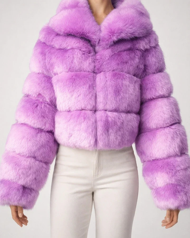 Women's Fur Coat Faux Fur Coat Hoodie Jacket Wedding Daily Outdoor clothing Fall Winter Short Coat Slim Casual Faux Leather Jacket Long Sleeve Solid Color Fur Light Pink Sapphire Navy | JRSEE:163ae0b7-b5ea-466c-b9d7-c4d240cc5f8f