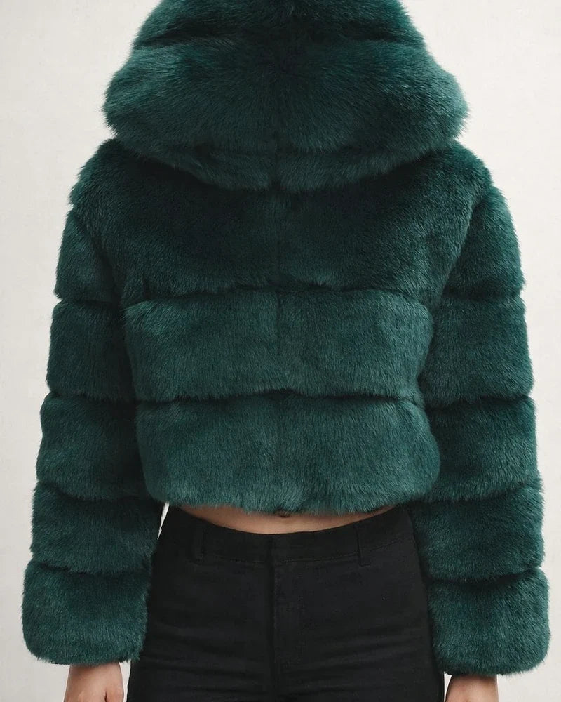Women's Fur Coat Faux Fur Coat Hoodie Jacket Wedding Daily Outdoor clothing Fall Winter Short Coat Slim Casual Faux Leather Jacket Long Sleeve Solid Color Fur Light Pink Sapphire Navy | JRSEE:da2974df-acd3-43c7-b06d-a7a14670e995
