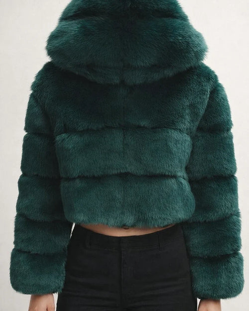 Women's Fur Coat Faux Fur Coat Hoodie Jacket Wedding Daily Outdoor clothing Fall Winter Short Coat Slim Casual Faux Leather Jacket Long Sleeve Solid Color Fur Light Pink Sapphire Navy | JRSEE:da2974df-acd3-43c7-b06d-a7a14670e995