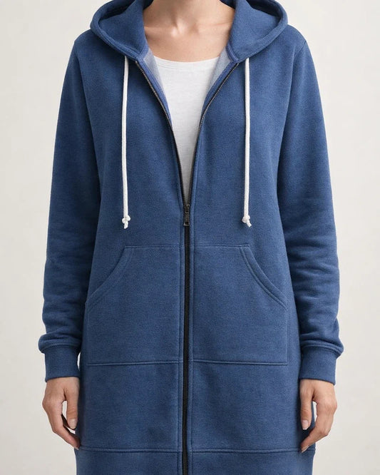 Women's Hooded Long-sleeved Medium-length Zipper Padded Sweater Solid Color Coat Plus Size S-5XL | JRSEE:534560fb-39be-49a5-aeea-cfb344275438