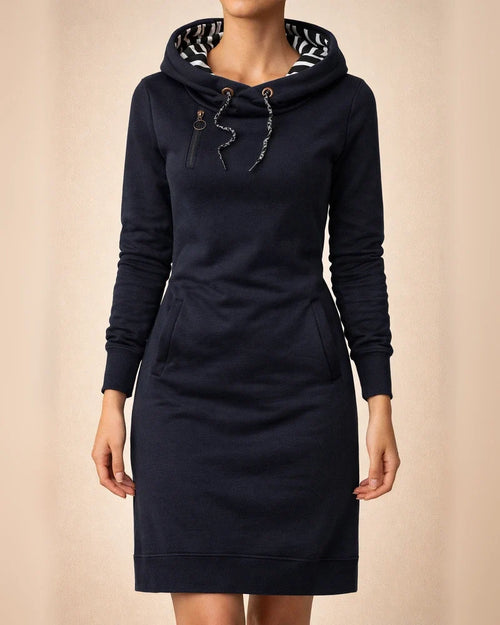 Women's Hoodie Dress Sheath Dress Short Mini Dress Black Yellow Army Green Navy Blue Long Sleeve Pure Color Pocket Fall Winter Hooded Casual Loose 2022 S M L XL XXL 3XL / Casual Dress | JRSEE:b2ebaff4-b9a8-47d8-9dcd-dbf12d972df8