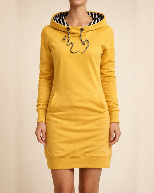 Women's Hoodie Dress Sheath Dress Short Mini Dress Black Yellow Army Green Navy Blue Long Sleeve Pure Color Pocket Fall Winter Hooded Casual Loose 2022 S M L XL XXL 3XL / Casual Dress | JRSEE:a1a371bc-4664-45ae-a820-cdcd30d02ce0