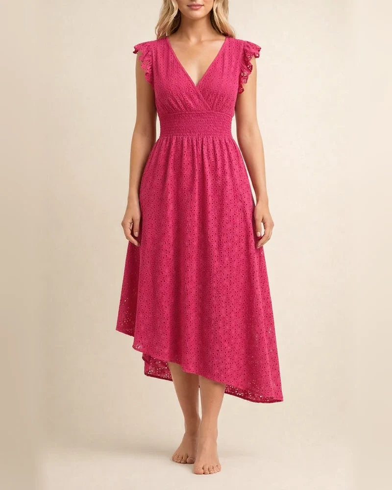 Women's Hot Section of The New Summer Rufflesleeve Waisted Hollowed Out Dresses | JRSEE:96187a11-5c7a-4d9f-94eb-470697658b3b