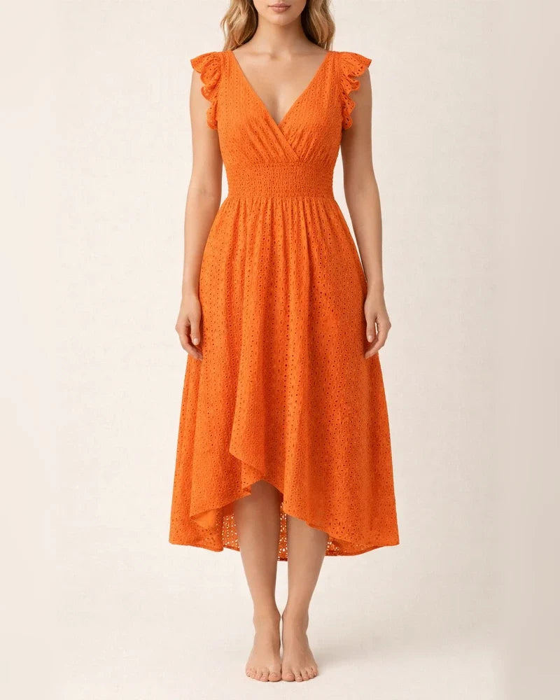 Women's Hot Section of The New Summer Rufflesleeve Waisted Hollowed Out Dresses | JRSEE:310d9703-1de0-4655-b786-6c1776beb13a