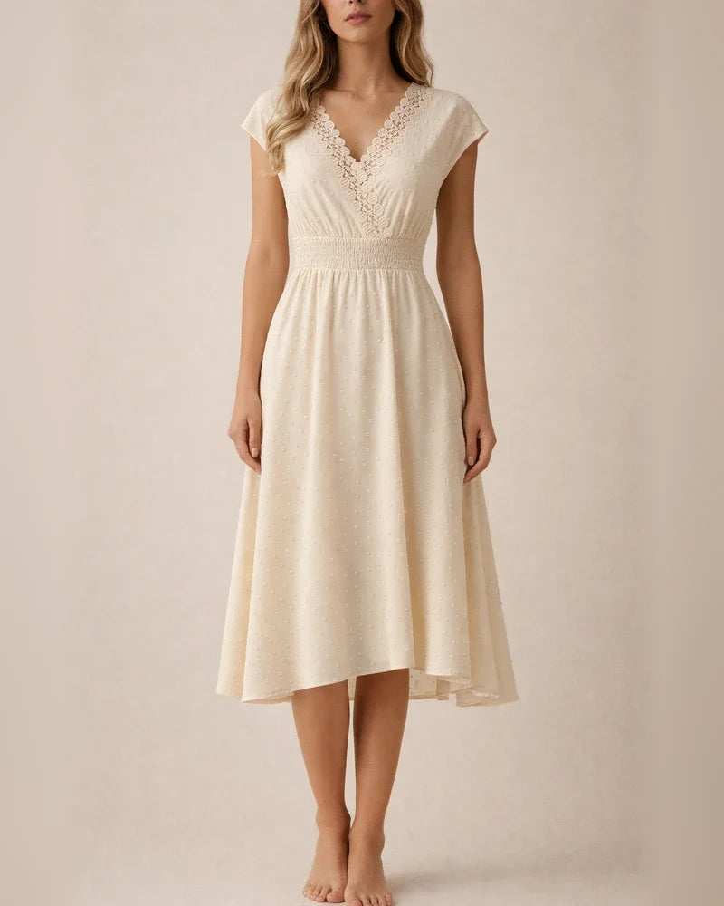Women's Lace Hollow V-neck Dress Cut Flowers Small Pendulum A-line Dresses | JRSEE:3646303d-686a-4c3e-b040-c3b336be41ff