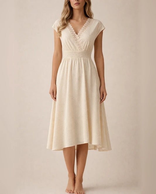 Women's Lace Hollow V-neck Dress Cut Flowers Small Pendulum A-line Dresses | JRSEE:3646303d-686a-4c3e-b040-c3b336be41ff