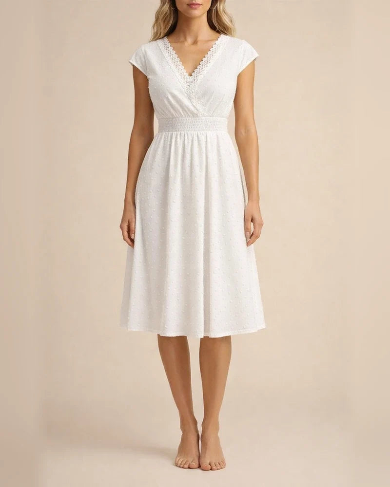 Women's Lace Hollow V-neck Dress Cut Flowers Small Pendulum A-line Dresses | JRSEE:2fcac875-df44-47f6-8c8b-271162e457e5