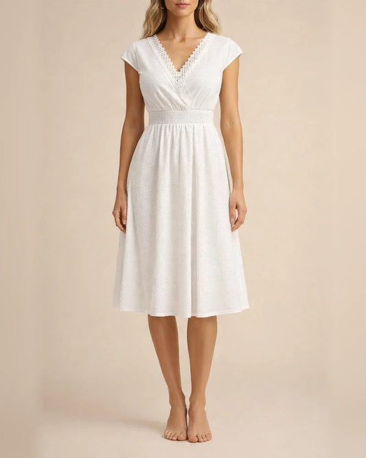 Women's Lace Hollow V-neck Dress Cut Flowers Small Pendulum A-line Dresses | JRSEE:2fcac875-df44-47f6-8c8b-271162e457e5