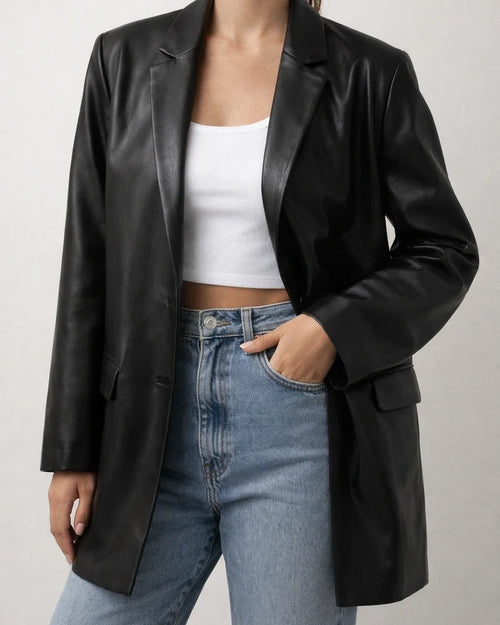 Women's Leather Jacket Autumn and Winter New Solid Color Leather Jacket Casual Warm Suit Jacket Women's | JRSEE:3ed216b4-4212-471e-9071-7fc6897aa77b