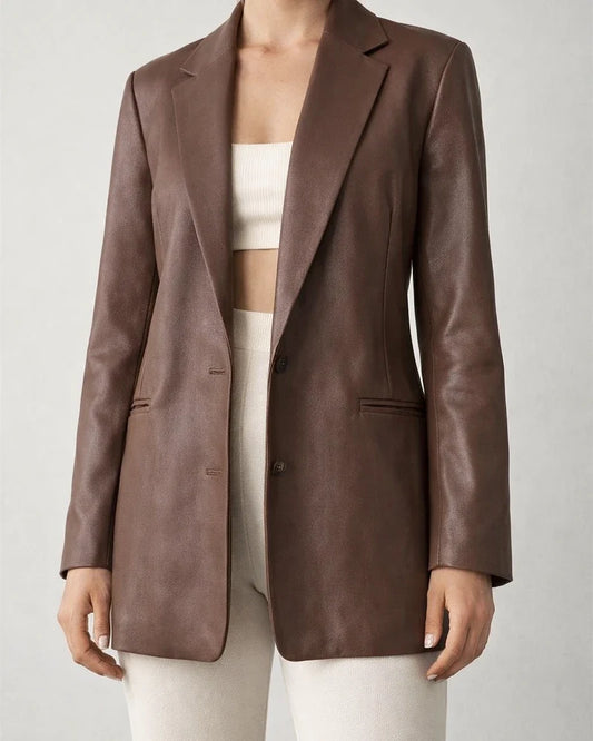Women's Leather Jacket Autumn and Winter New Solid Color Leather Jacket Casual Warm Suit Jacket Women's | JRSEE:db851d4f-5752-4622-a558-6aaa4aca22b6