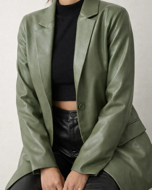 Women's Leather Jacket Autumn and Winter New Solid Color Leather Jacket Casual Warm Suit Jacket Women's | JRSEE:7c457856-71bf-4a00-b7c2-af5ba269372e