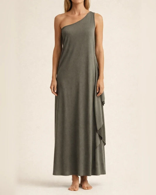Women's Long Dress Maxi Dress Casual Dress Pure Color Streetwear Casual Outdoor Daily Vacation Split Cold Shoulder Long Sleeve One Shoulder Dress Regular Fit Black Red Dark Grey Summer Spring S M L | JRSEE:c2bee2f0-6809-4df5-b197-54386d38a156