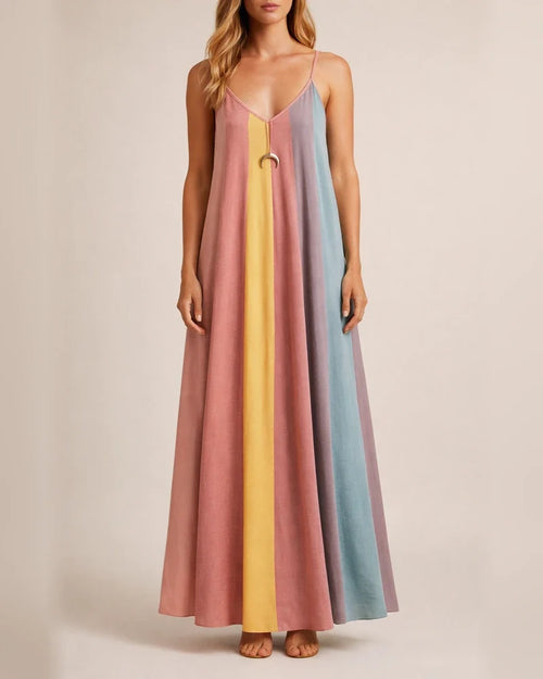 Women's Long Dress Maxi Dress Casual Dress Swing Dress Slip Dress Color Block Striped Casual Outdoor Daily Vacation Backless Patchwork Sleeveless Strap Dress Regular Fit Orange Spring Summer S M L XL | JRSEE:d10d0972-49a6-4eb8-9f72-4567f298ad4f