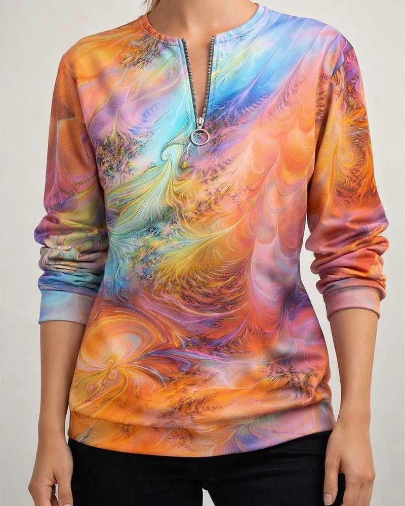 Women’s Long-Sleeve Casual Hoodie with Bohemian Print | JRSEE:fba67bb9-291c-458b-801c-ec68b1539d8a