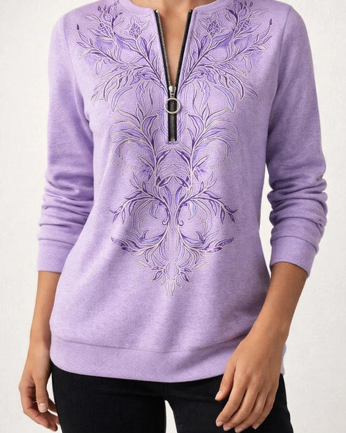 Women’s Long-Sleeve Printed Hoodie with Zipper Neck | JRSEE:a5f95c23-c83e-4229-a126-b757965111db