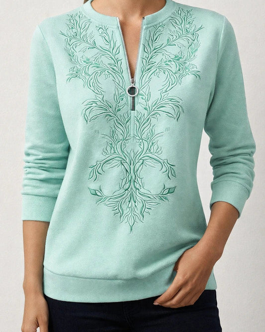 Women’s Long-Sleeve Printed Hoodie with Zipper Neck | JRSEE:35b47930-edc6-4eee-85c0-1a004ae4556c