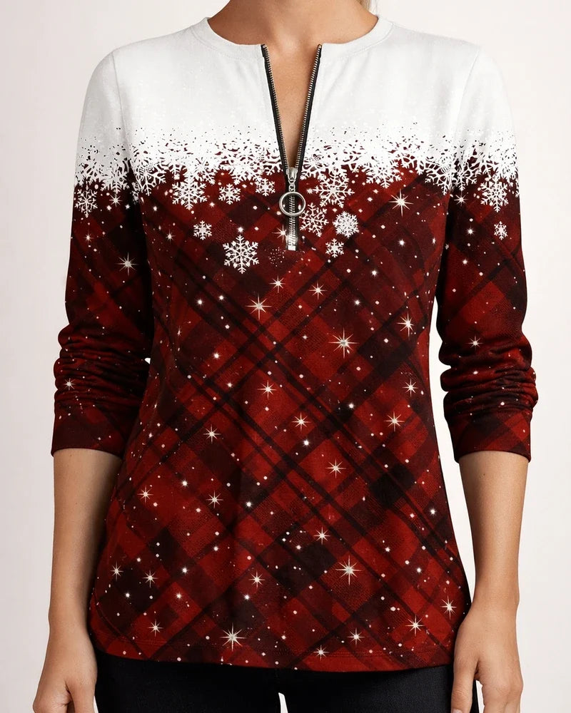 Women’s Long-Sleeve Printed Hoodie with Zipper Neck | JRSEE:79d5ceb8-77b7-48bf-9d18-1baffbdc3e74