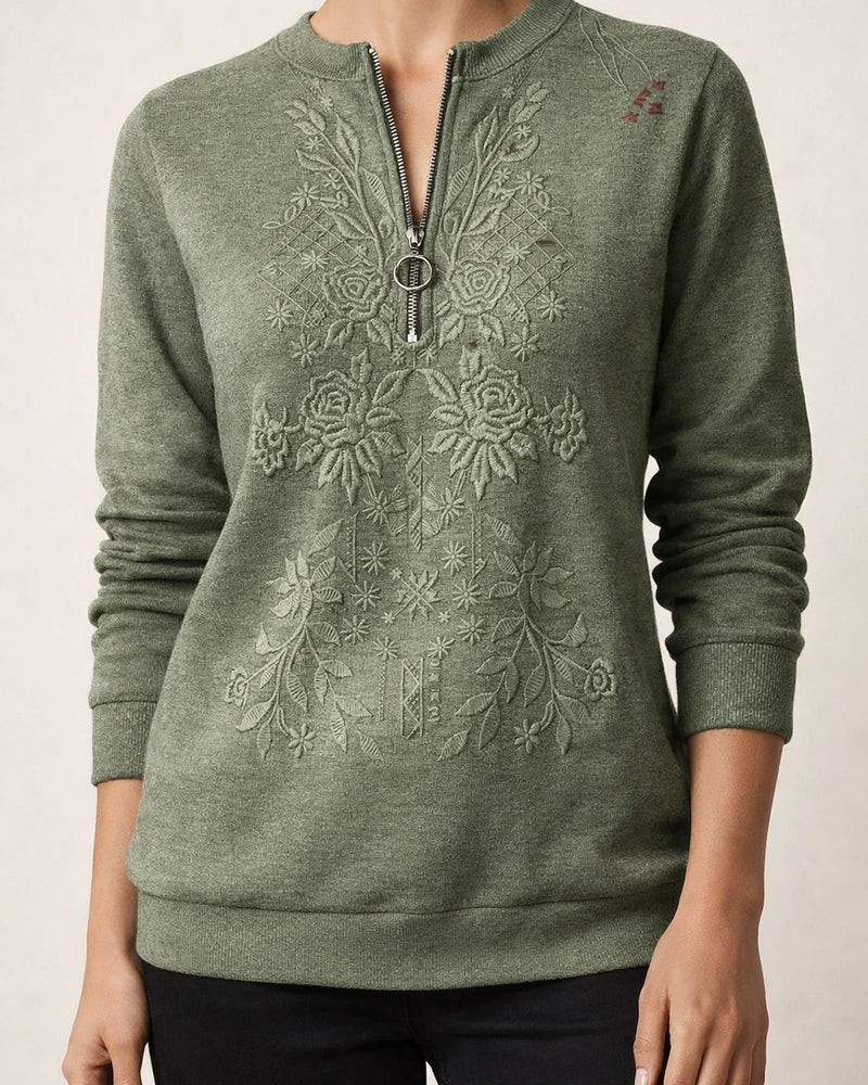 Women’s Long-Sleeve Printed Hoodie with Zipper Neck | JRSEE:15b5789f-23ef-42e6-857c-4e78cc48dac9