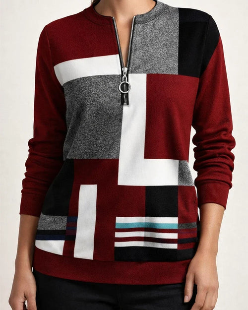 Women’s Long-Sleeve Printed Hoodie with Zipper Neck | JRSEE:822698ea-6ba5-4730-9d33-97d4f954e9e7