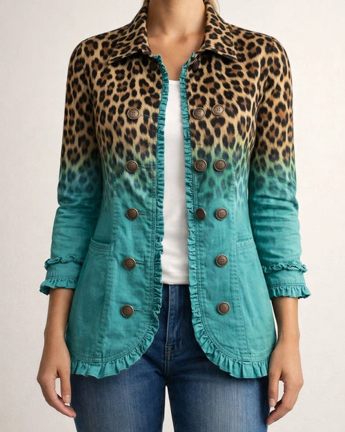Women's Long-Sleeve Ruffled Printed Shirt Lightweight Fashionable Slim-Fit Top | JRSEE:5431fa7c-69f9-4dfd-85f6-7679061c327b