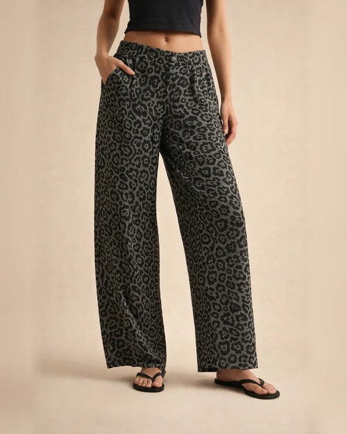 Women's Loose Fit Mid-rise Leopard Print Tube Jeans | JRSEE:684e60af-ab5c-40f7-bb19-d3af7b527f90