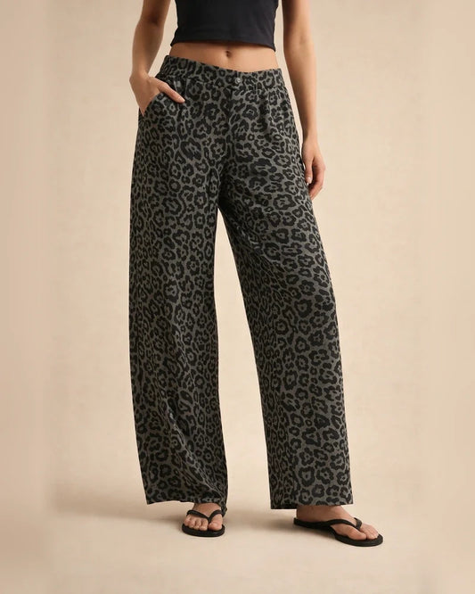 Women's Loose Fit Mid-rise Leopard Print Tube Jeans | JRSEE:684e60af-ab5c-40f7-bb19-d3af7b527f90