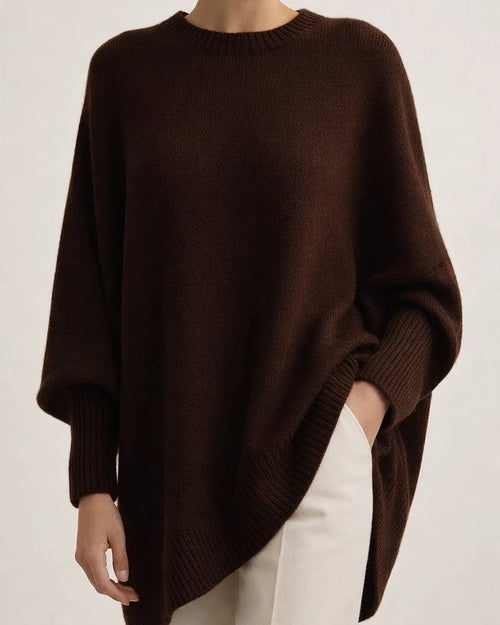 Women's Loose-Fit Solid Color Crew Neck Knit Sweater with Dropped Shoulder Sleeves for Fall/Winter | JRSEE:460e7525-684e-4086-b9bf-ed4b9410fce5