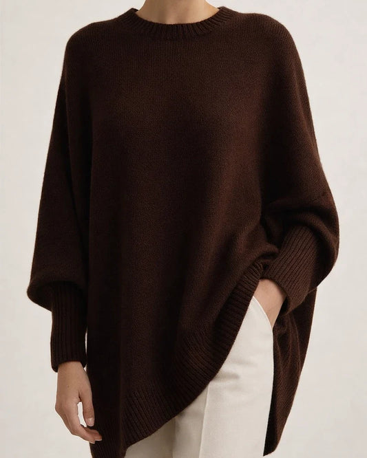 Women's Loose-Fit Solid Color Crew Neck Knit Sweater with Dropped Shoulder Sleeves for Fall/Winter | JRSEE:460e7525-684e-4086-b9bf-ed4b9410fce5