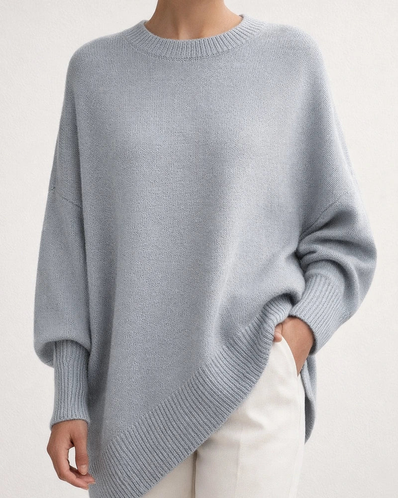 Women's Loose-Fit Solid Color Crew Neck Knit Sweater with Dropped Shoulder Sleeves for Fall/Winter | JRSEE:aef126a4-4aa0-4c76-8ff1-2511e61153a9