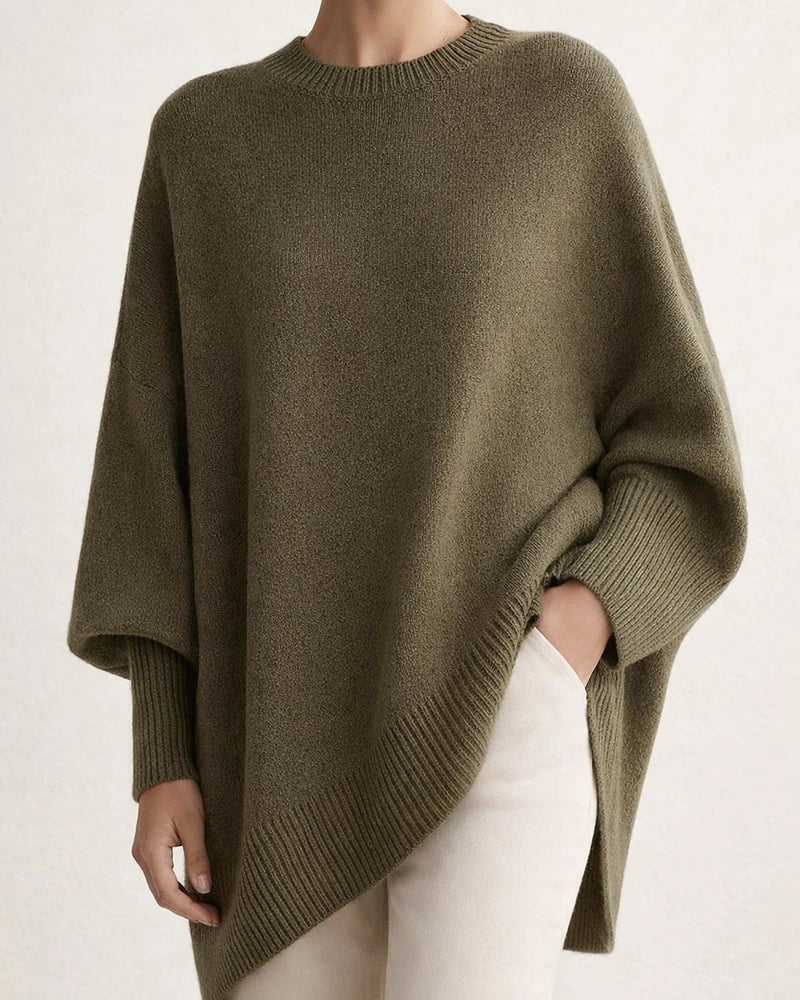 Women's Loose-Fit Solid Color Crew Neck Knit Sweater with Dropped Shoulder Sleeves for Fall/Winter | JRSEE:f095cc2f-5745-4f1b-bf0e-e77d24133418