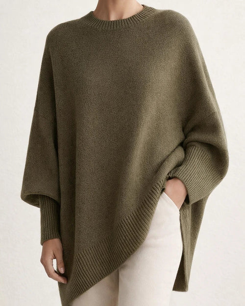 Women's Loose-Fit Solid Color Crew Neck Knit Sweater with Dropped Shoulder Sleeves for Fall/Winter | JRSEE:f095cc2f-5745-4f1b-bf0e-e77d24133418