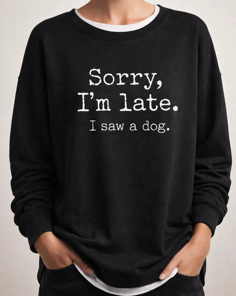 Women's Loose New  Round Neck Letter Tops Sweatshirt Jacket Round Neck  Black Blue Red S M L XL XXL | JRSEE:c280fa2b-4ba5-4fb4-a3e8-ea93039d95b3