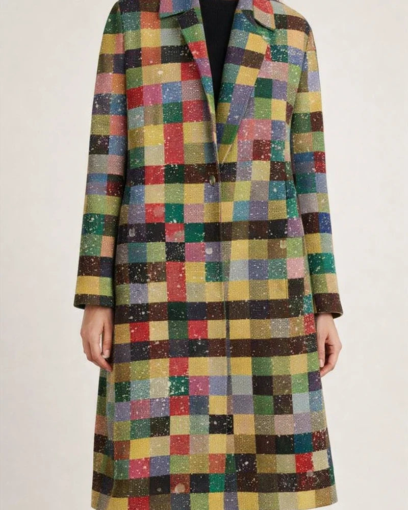 Women's Loose Winter and Fall Tweed Printed Jacket Warm Long Temperament Coat | JRSEE:43323455-7a3e-4cb0-a21c-ab6953d9115b