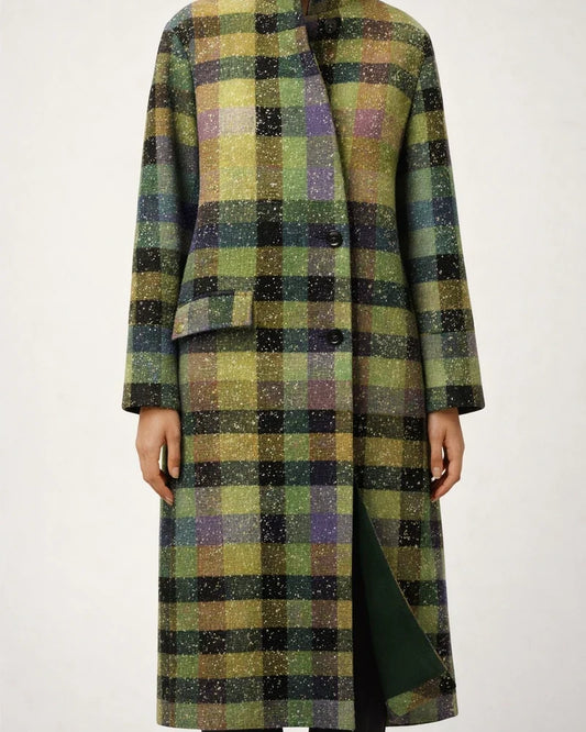 Women's Loose Winter and Fall Tweed Printed Jacket Warm Long Temperament Coat | JRSEE:88b56a13-5597-4aa1-b710-7d75e59d6d32