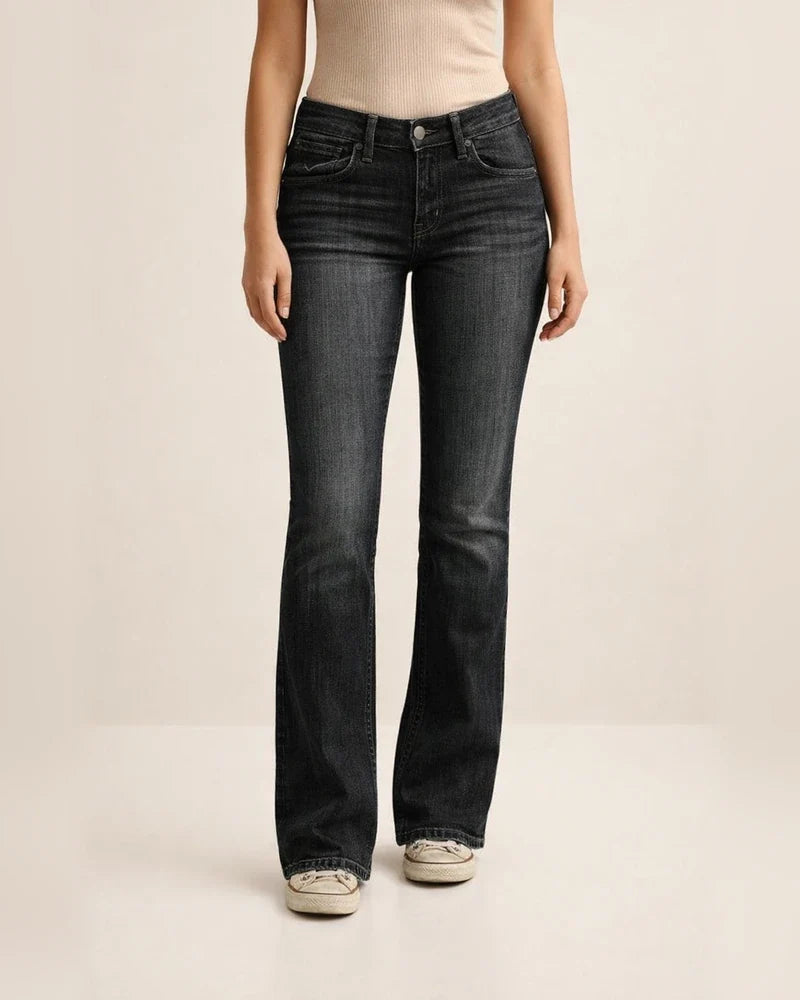 Women's Low-Rise Flared Jeans Solid Color Flared Pants | JRSEE:3b66ac3b-3f1e-4521-9bbe-e9bf05fad93b