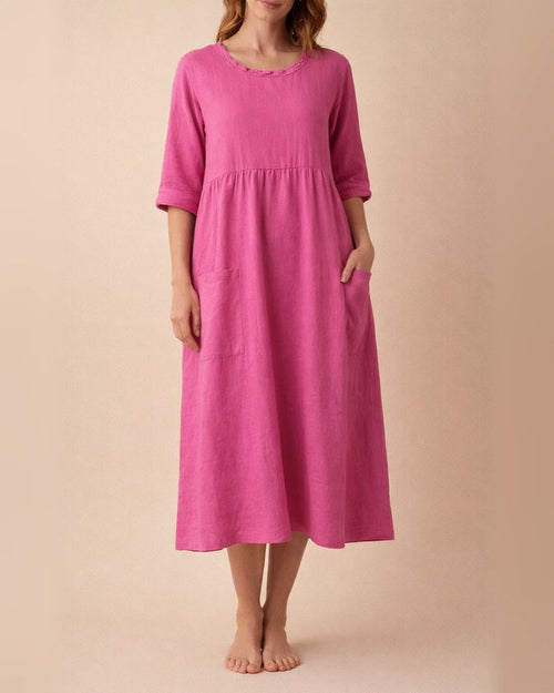 Women's Mid-length Dresses Women's Solid Color Five-part Sleeve / Mid-sleeve Mid-length Dress 3/4 Sleeve Round Neck Dress Casual Dress | JRSEE:086e9933-baf1-44d2-8fd9-ff98b763b6f7