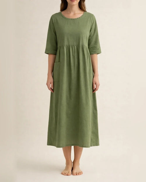 Women's Mid-length Dresses Women's Solid Color Five-part Sleeve / Mid-sleeve Mid-length Dress 3/4 Sleeve Round Neck Dress Casual Dress | JRSEE:f1d481b8-226e-439e-a1cf-fb3bdd1df76b