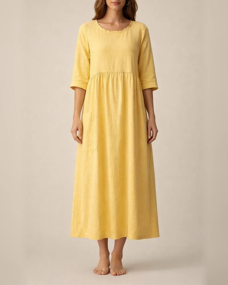 Women's Mid-length Dresses Women's Solid Color Five-part Sleeve / Mid-sleeve Mid-length Dress 3/4 Sleeve Round Neck Dress Casual Dress | JRSEE:2085bdb8-df4c-459d-b5ba-acd3aba999b1