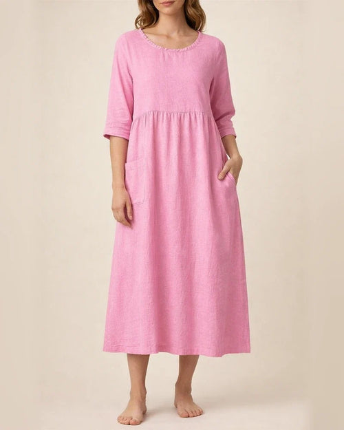 Women's Mid-length Dresses Women's Solid Color Five-part Sleeve / Mid-sleeve Mid-length Dress 3/4 Sleeve Round Neck Dress Casual Dress | JRSEE:7a018d52-2fd6-4a43-9e4b-66edc3c208b2