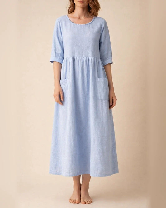 Women's Mid-length Dresses Women's Solid Color Five-part Sleeve / Mid-sleeve Mid-length Dress 3/4 Sleeve Round Neck Dress Casual Dress | JRSEE:08377e5f-a822-4e70-956d-5338aa199dc8